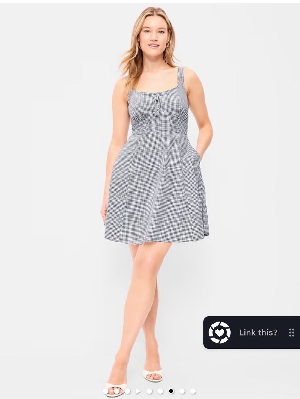 Old Navy Gingham Navy Blue Cotton Fit & Flare Cami Mini Dress